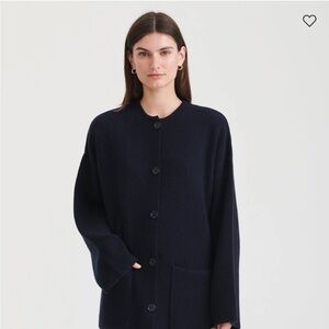 NWT Naadam Cashmino Sweater with Removable Scarf in Navy